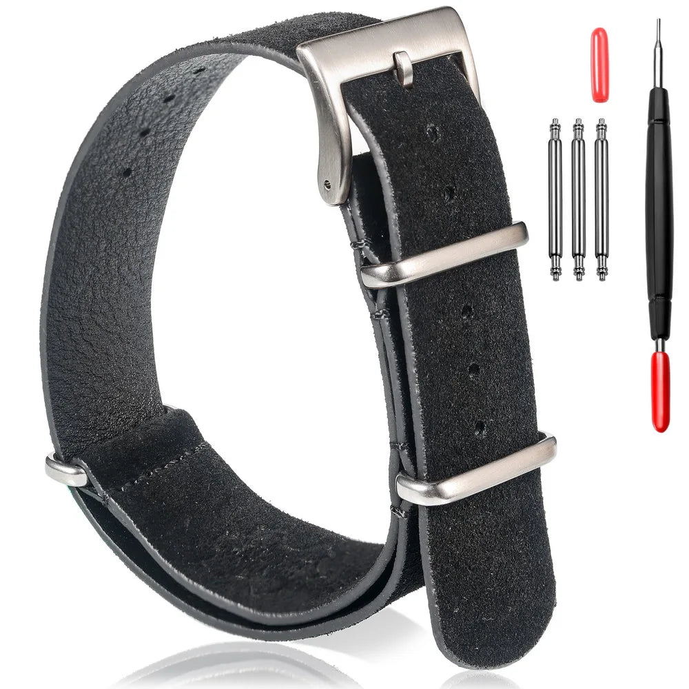 Leather NATO Strap — Black