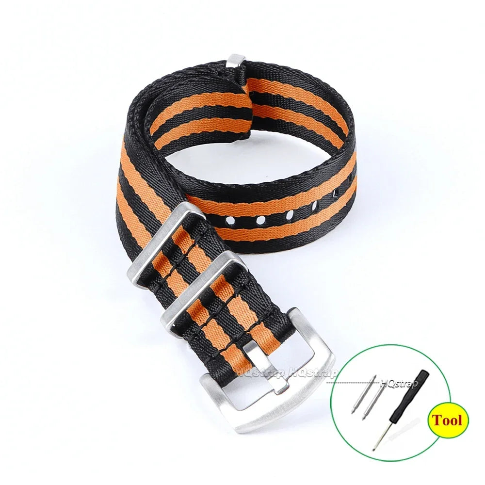 Regimental NATO Strap — Black / Orange Stripe