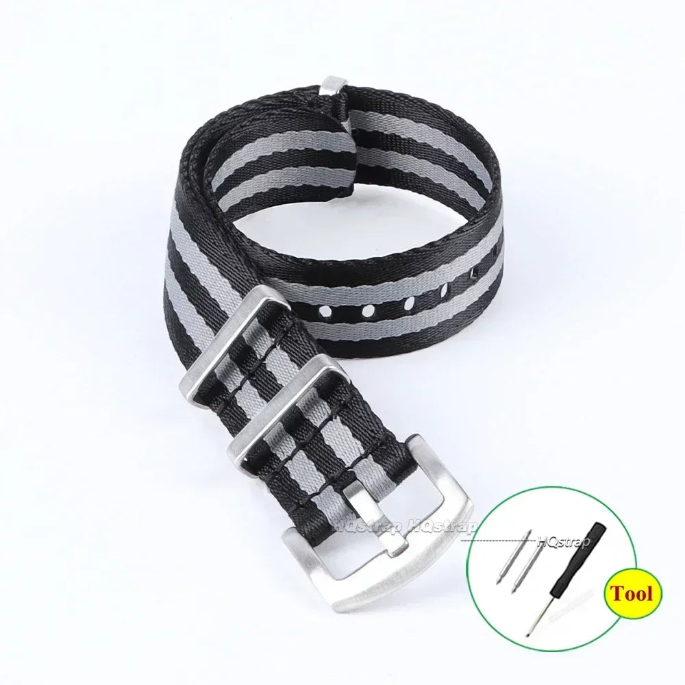 Regimental NATO Strap — Black / Grey / Black