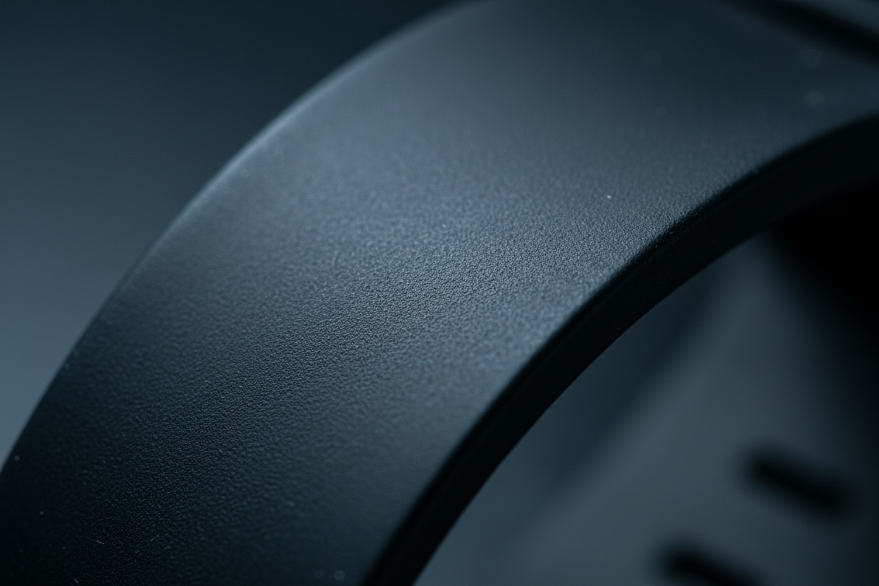 Black Vulcanized Rubber Watch Strap Macro