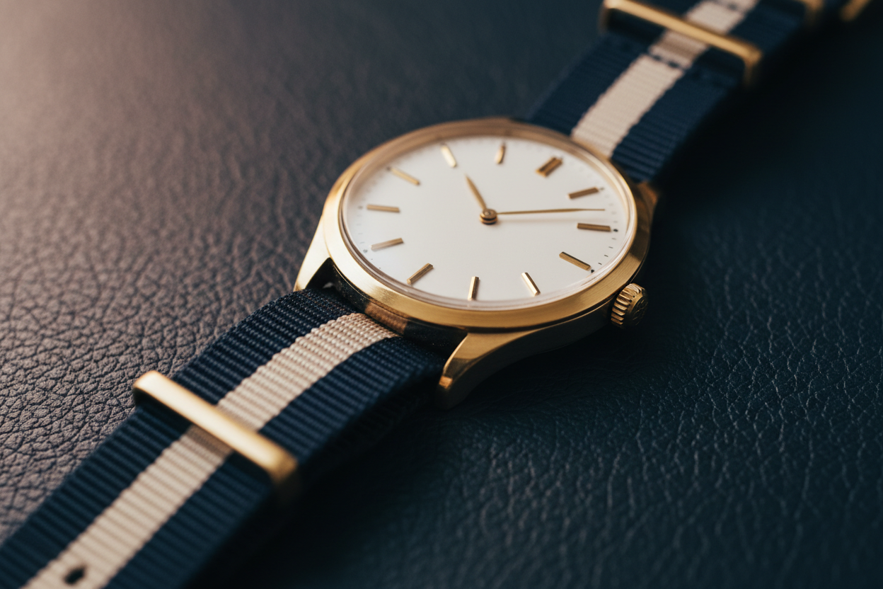 Navy Regimental Stripe NATO - Dress Watch Editorial